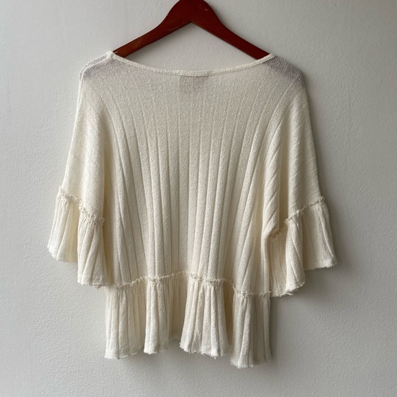 Anthropologie Moon River Ivory Knit Peplum Top - SOLD - Picture 6 of 8